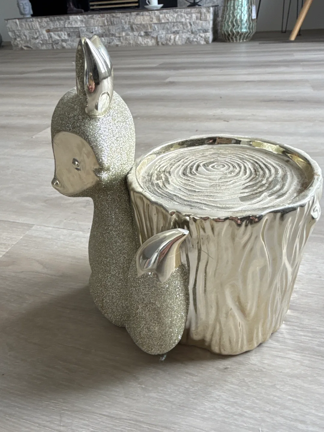 Gold Glitter Fox candle holder image indicator(2)