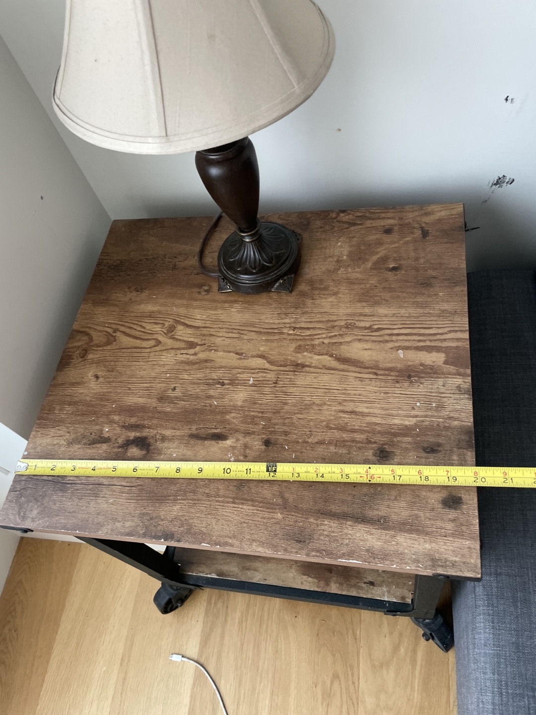 Industrial Style Rolling End Table with Drawer - photo 4