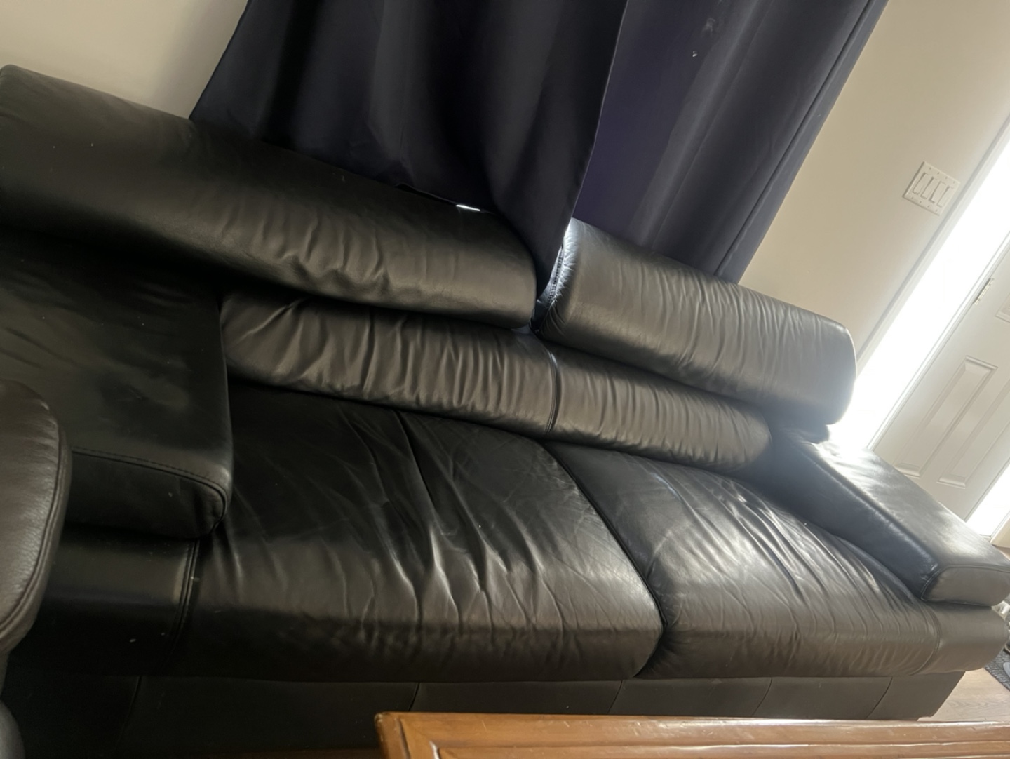 Black Leather Sofa - photo 2