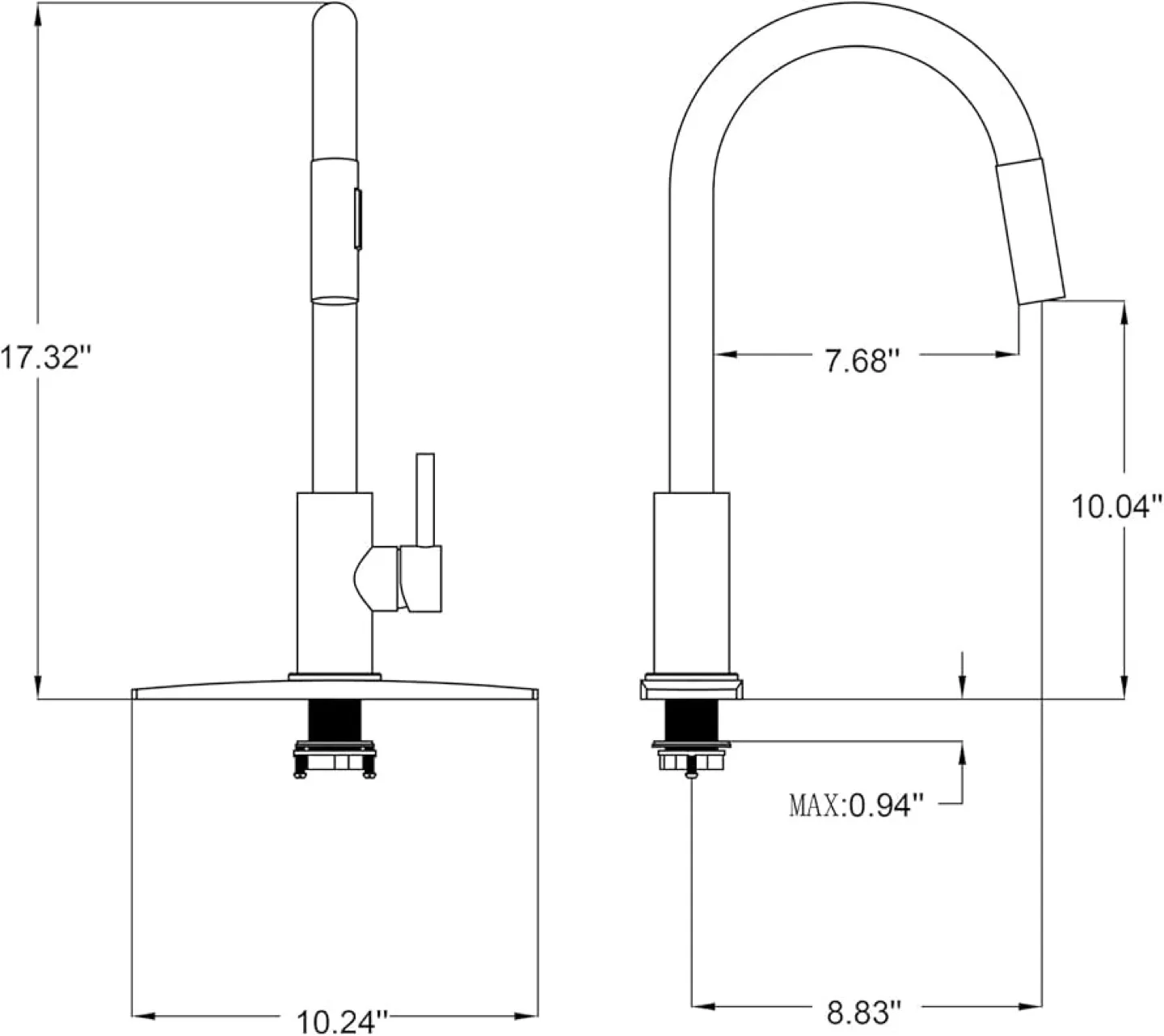 FORIOUS Brushed Gold Kitchen Faucet with Pull-Down Sprayer image indicator(5)