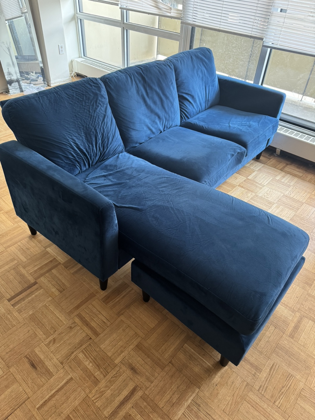 Blue Velvet Sectional Sofa