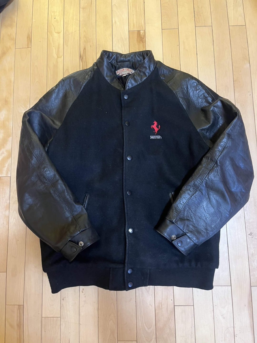Vintage Ferrari Western Concept Leather Baseball Jacket