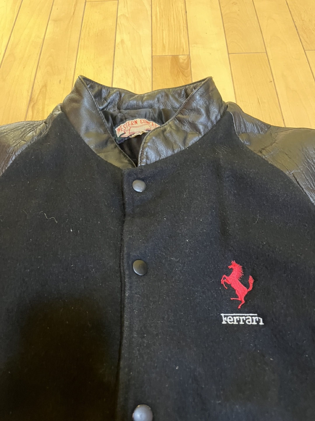 Vintage Ferrari Western Concept Leather Baseball Jacket - photo 2