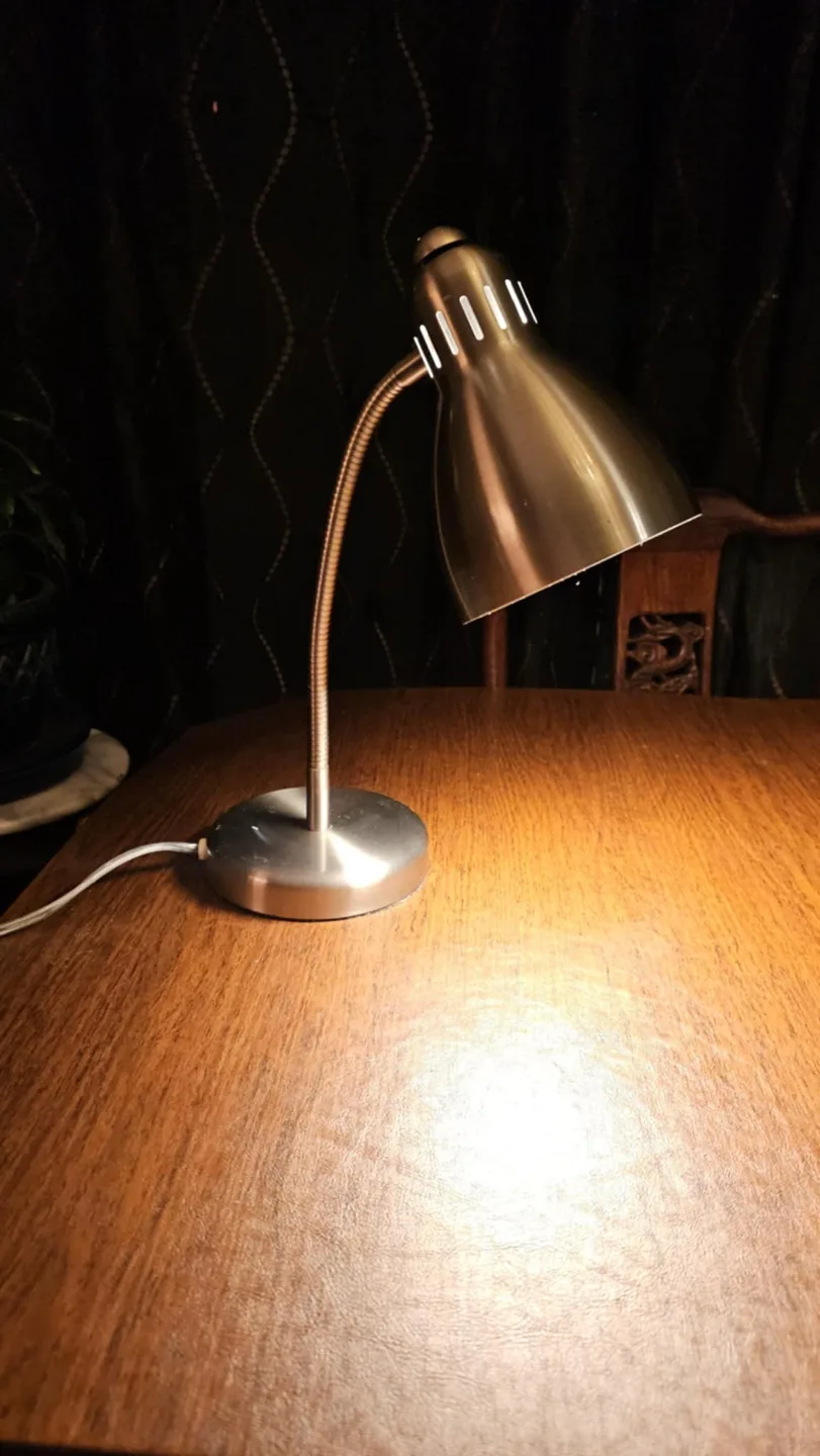 Brushed silver adjustable stem desk lamp image indicator(2)