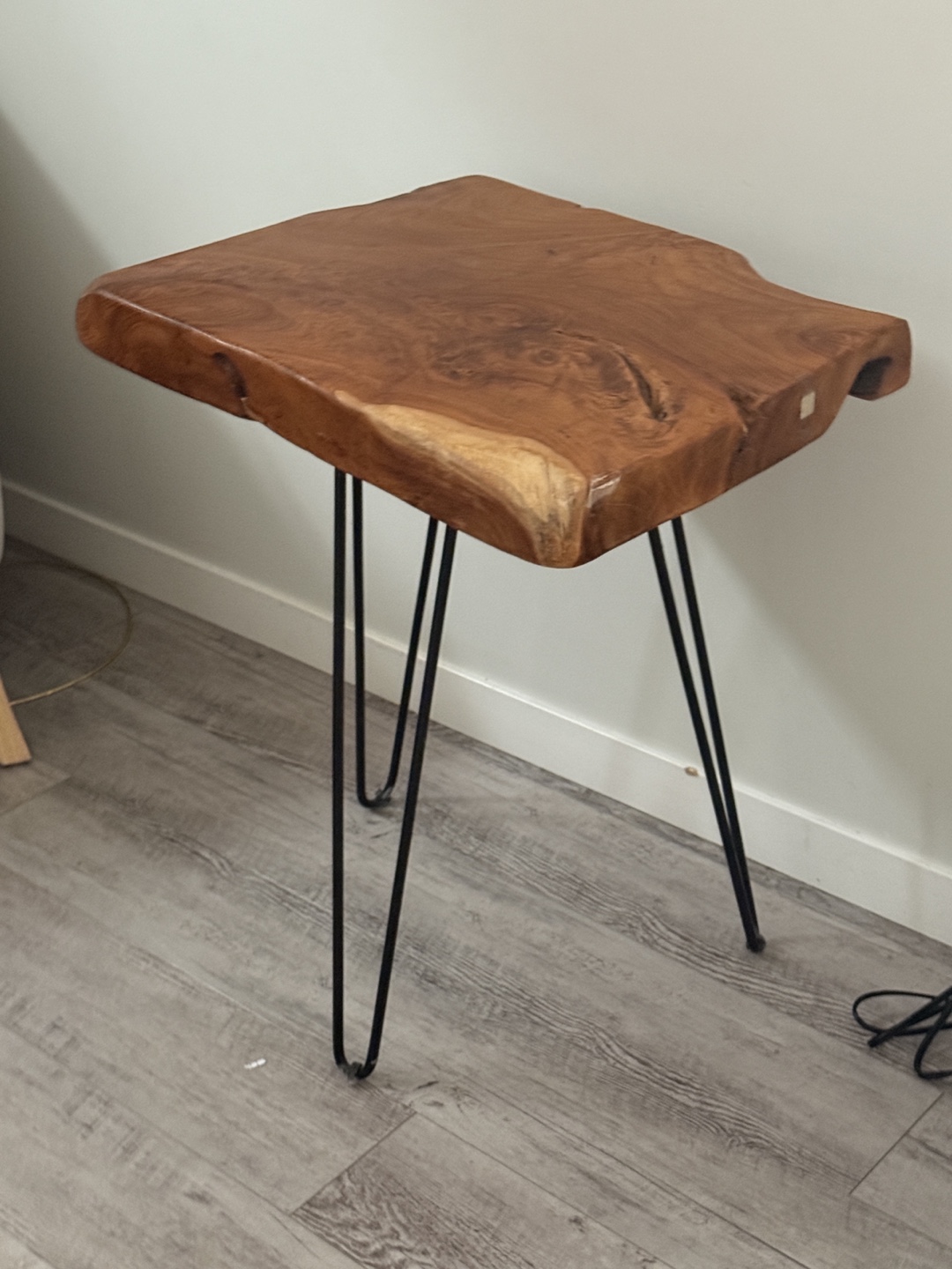 Live Edge Side Table with hairpin legs