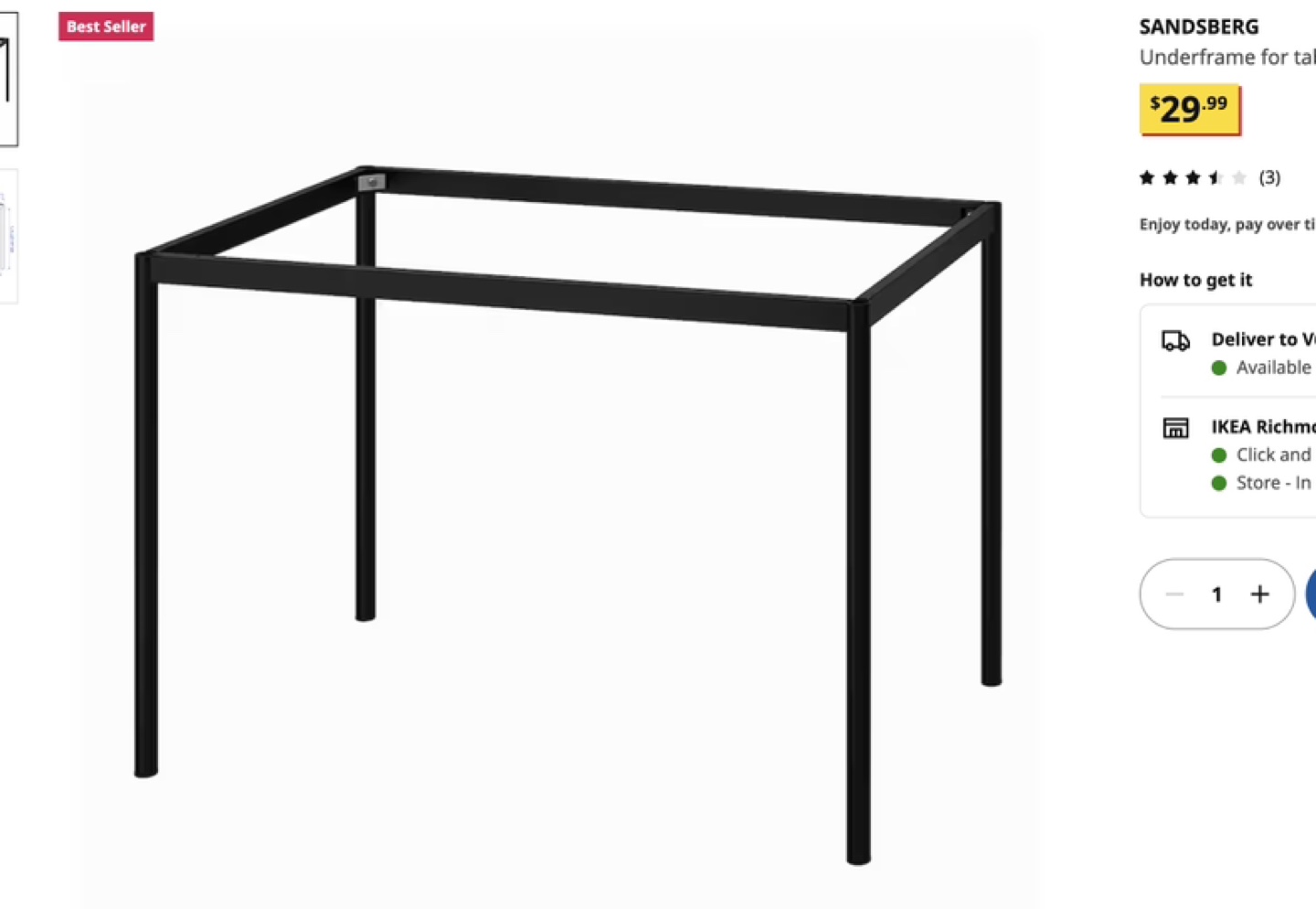Free SANDSBERG Black Metal Table Underframe