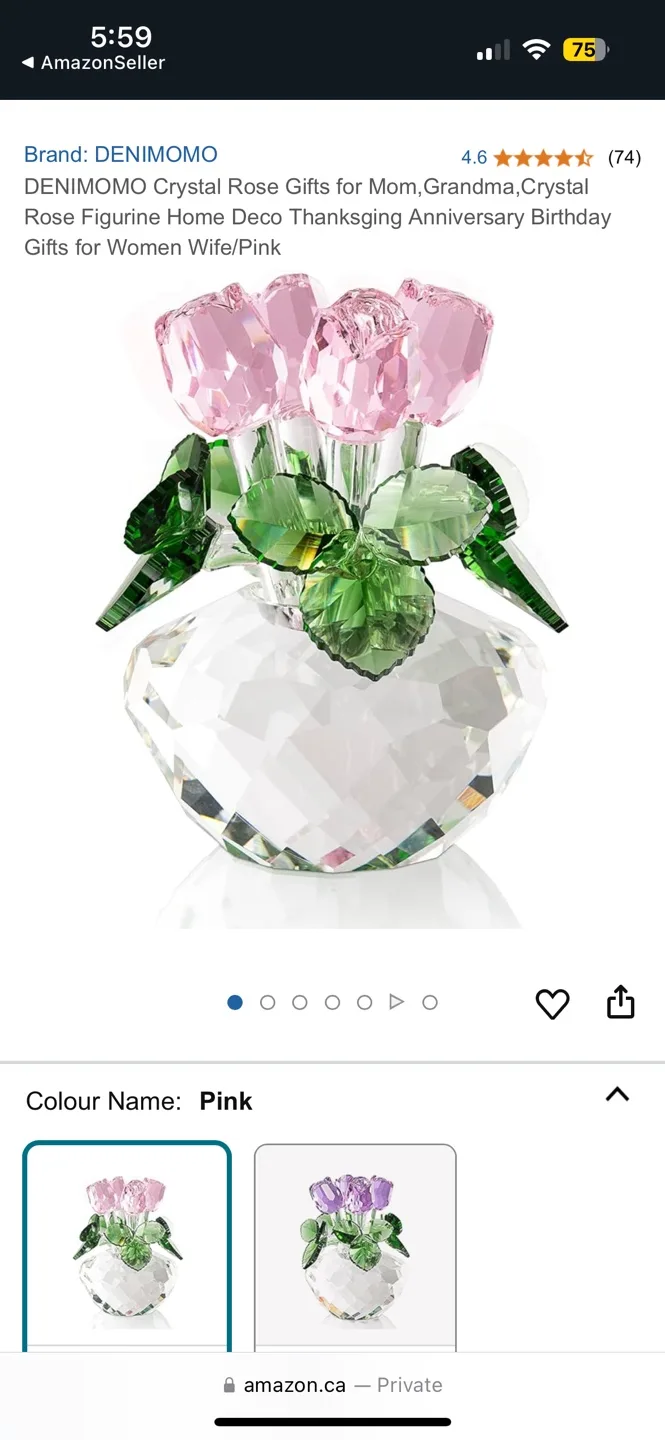 Crystal Pink Bouquet Flower Rose Beautiful Gift Mom, Girlfriend image indicator(5)