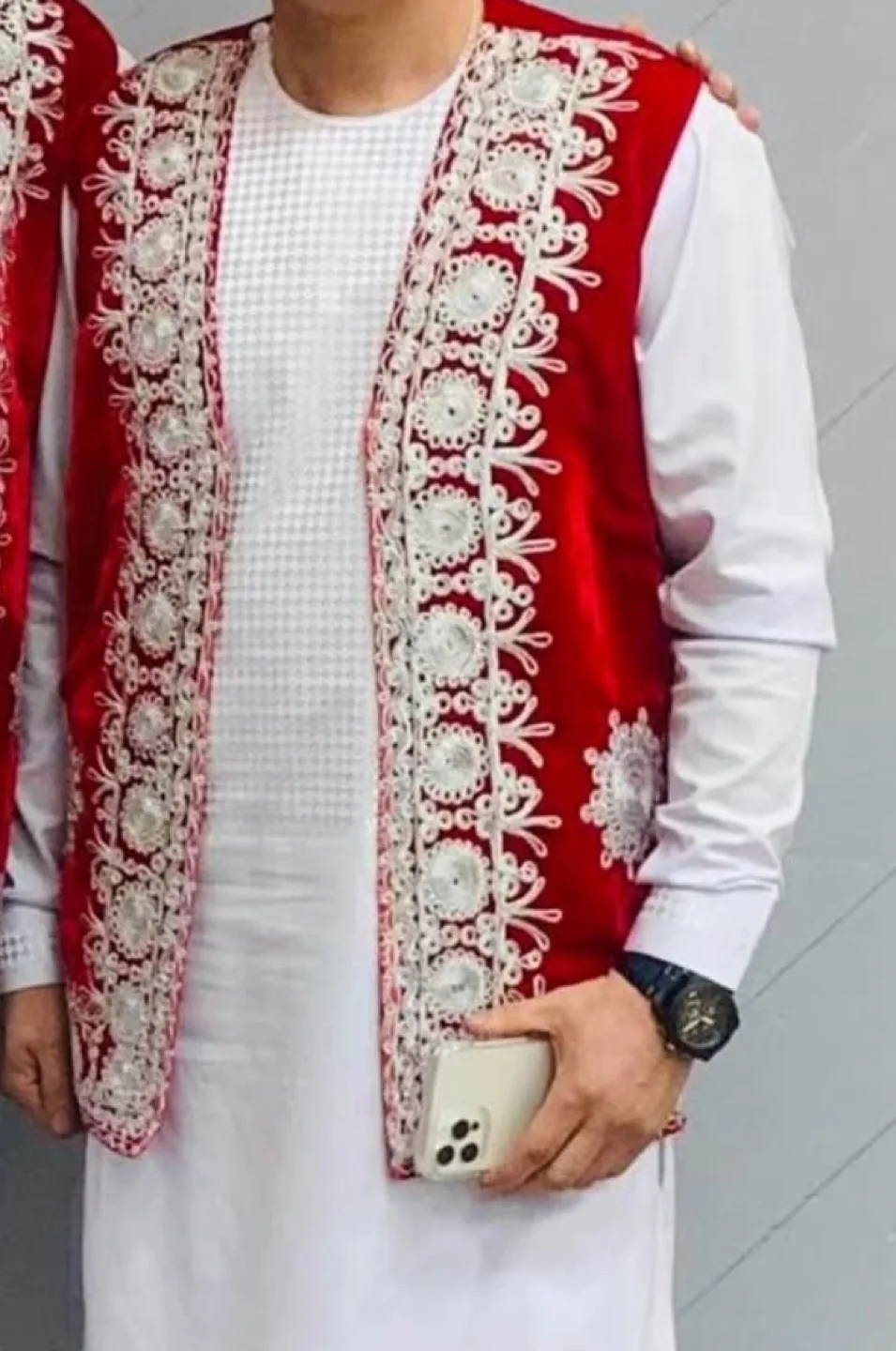 Pakistani Sindhi Waistcoat, Ajrak Embroidered Vest image indicator(4)