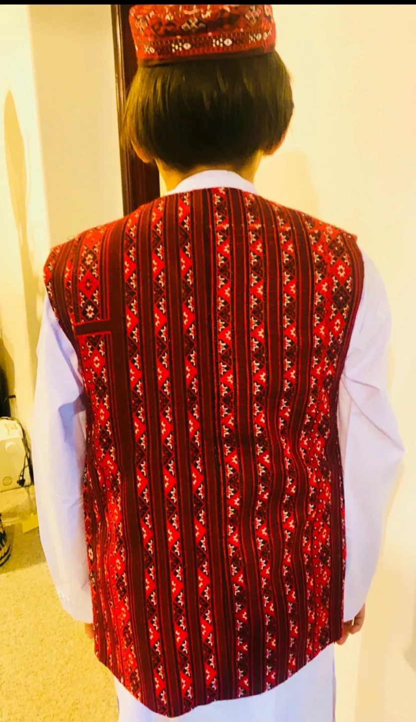 Pakistani Sindhi Waistcoat, Ajrak Embroidered Vest image indicator(2)