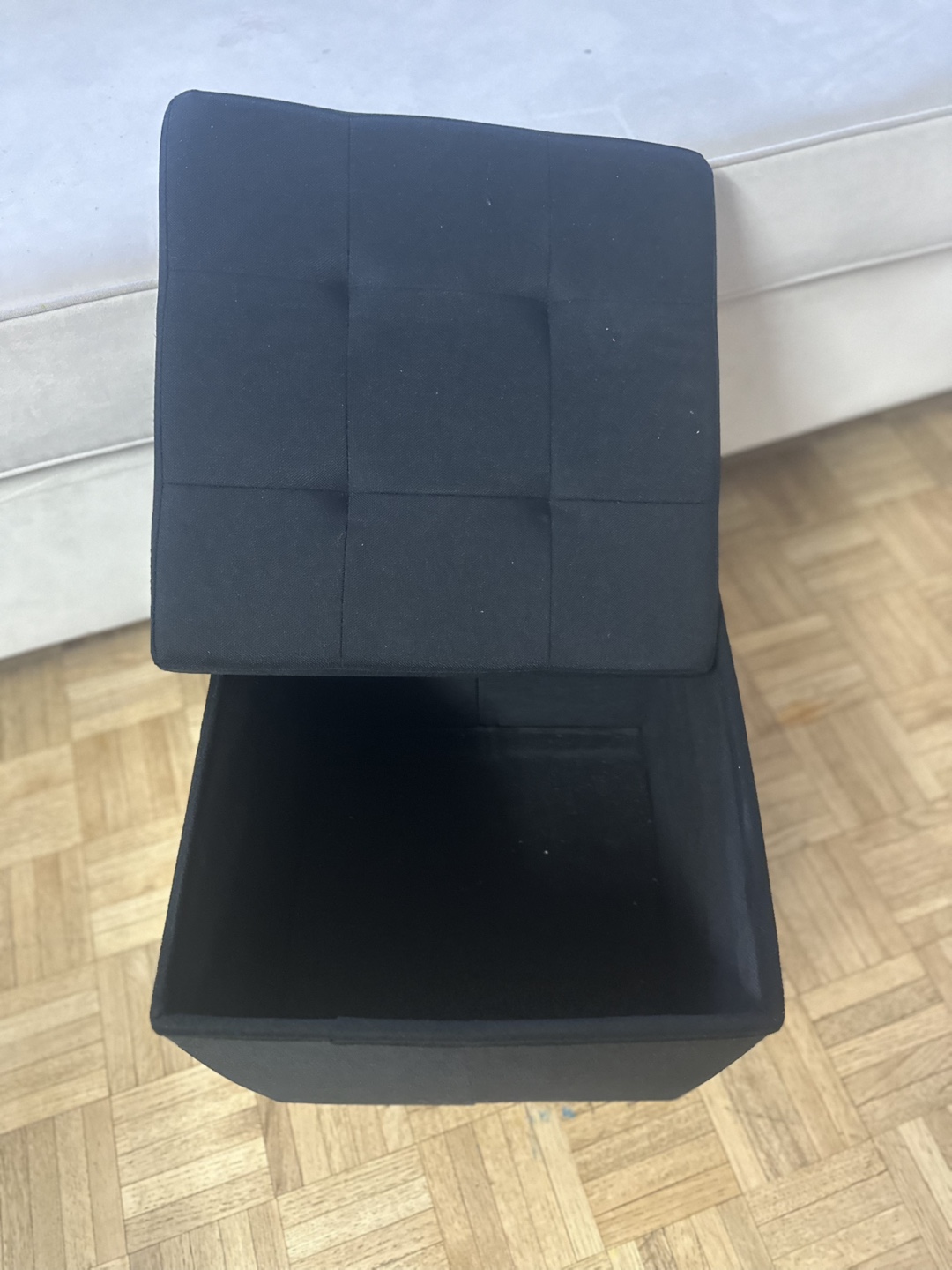 Black Fabric Storage Ottoman - photo 3