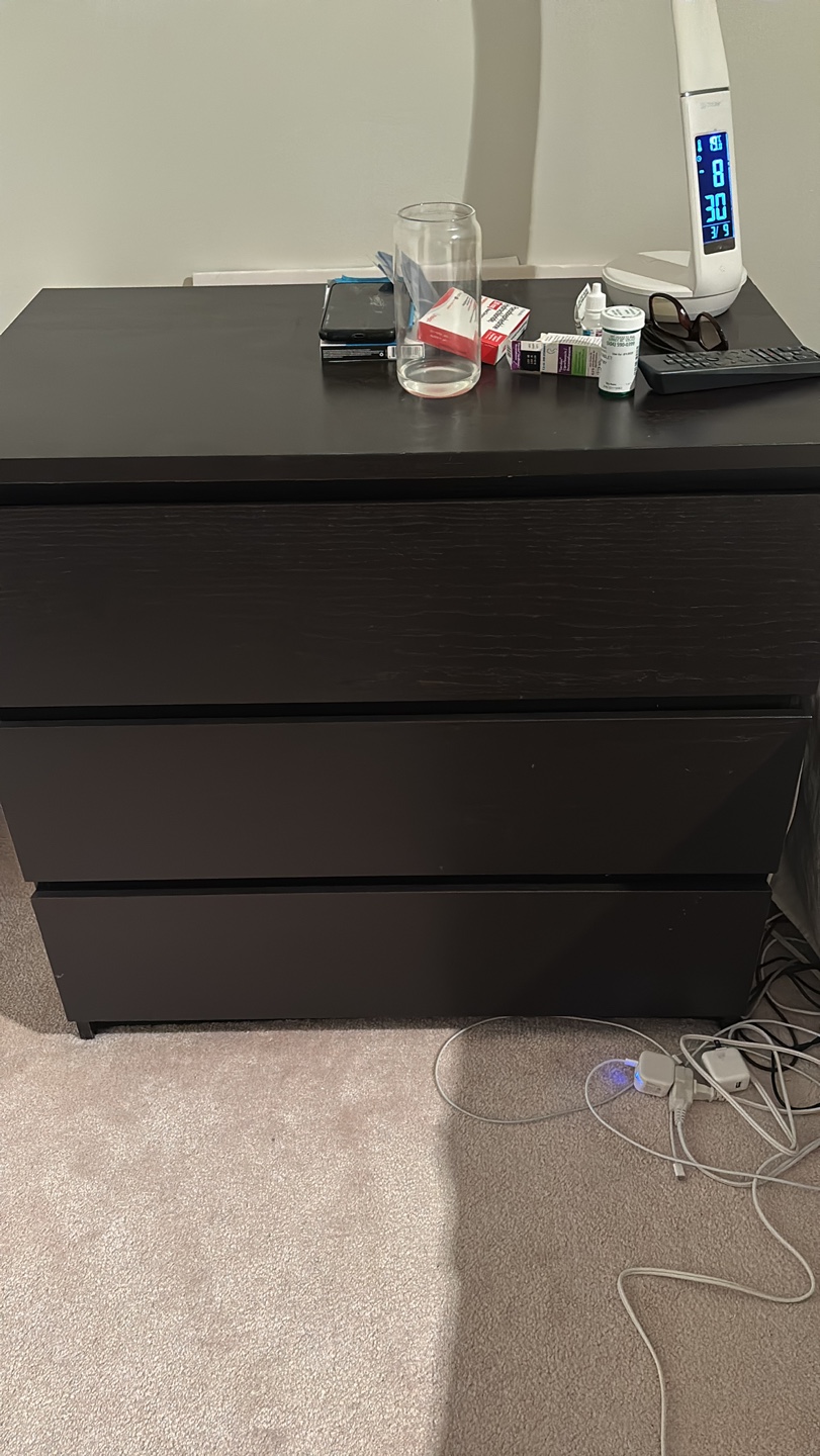 Black Three-Drawer Chest