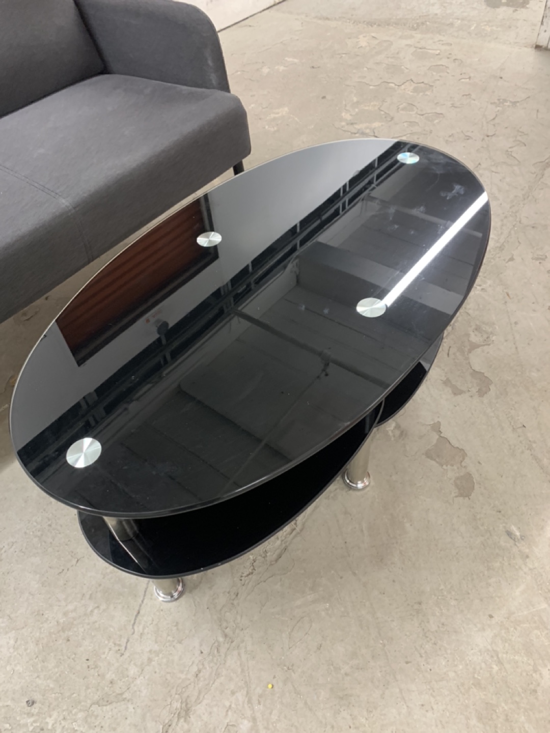 Black Glass Coffee Table with Chrome Legs