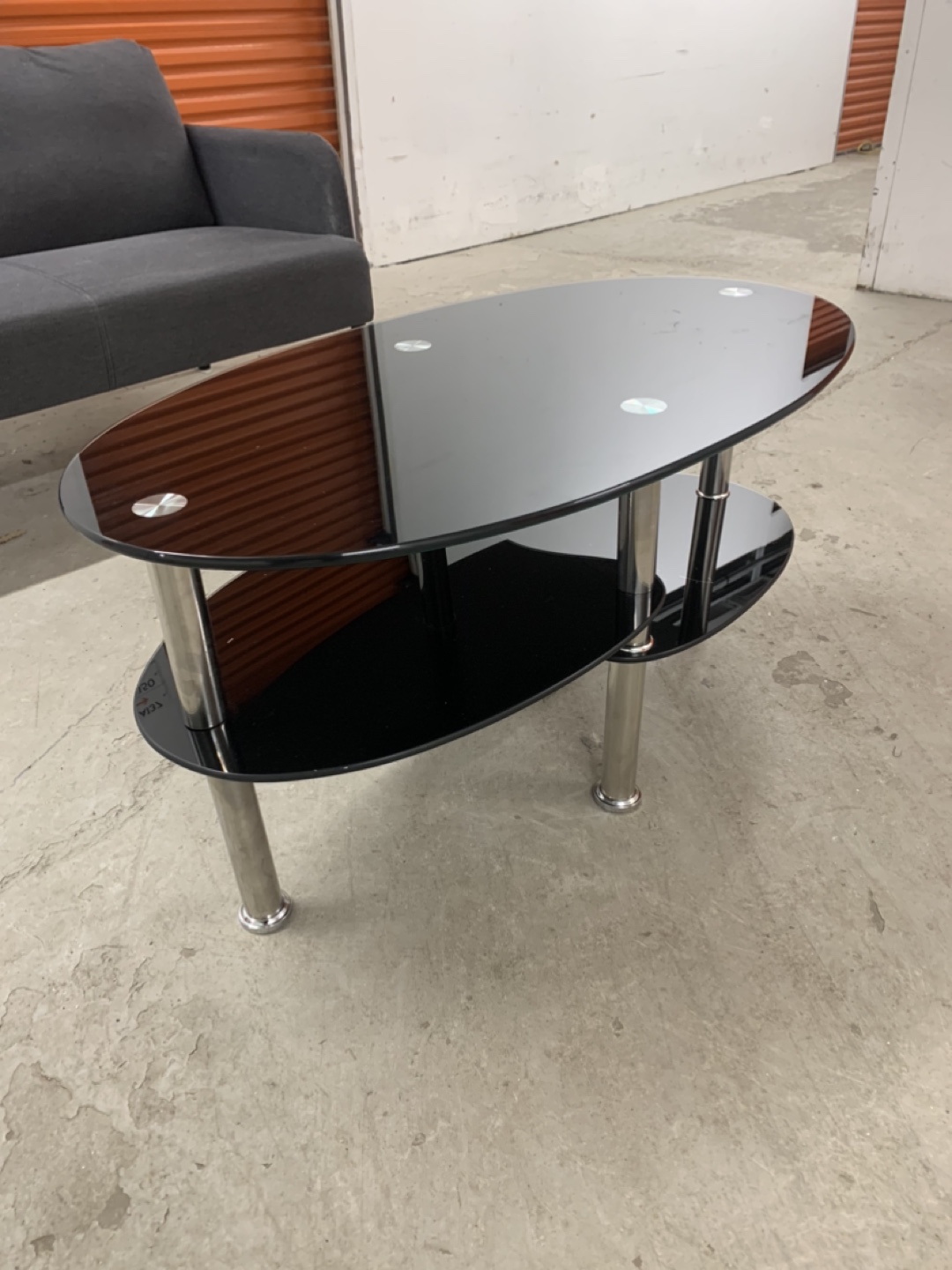 Black Glass Coffee Table with Chrome Legs - photo 3