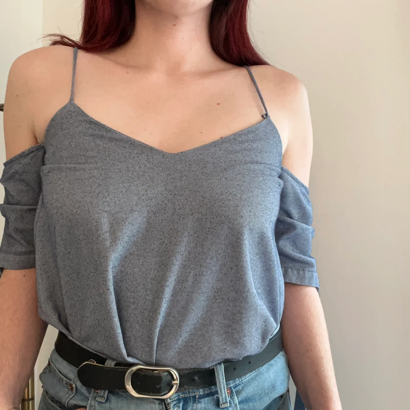 Silence + Noise Women's Denim Blue Off the Shoulder Top image indicator(3)