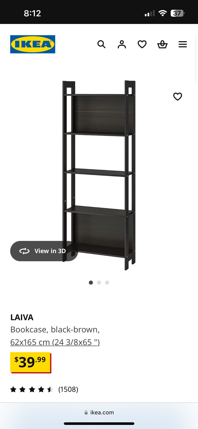 IKEA LAIVA Bookcase - Black-Brown