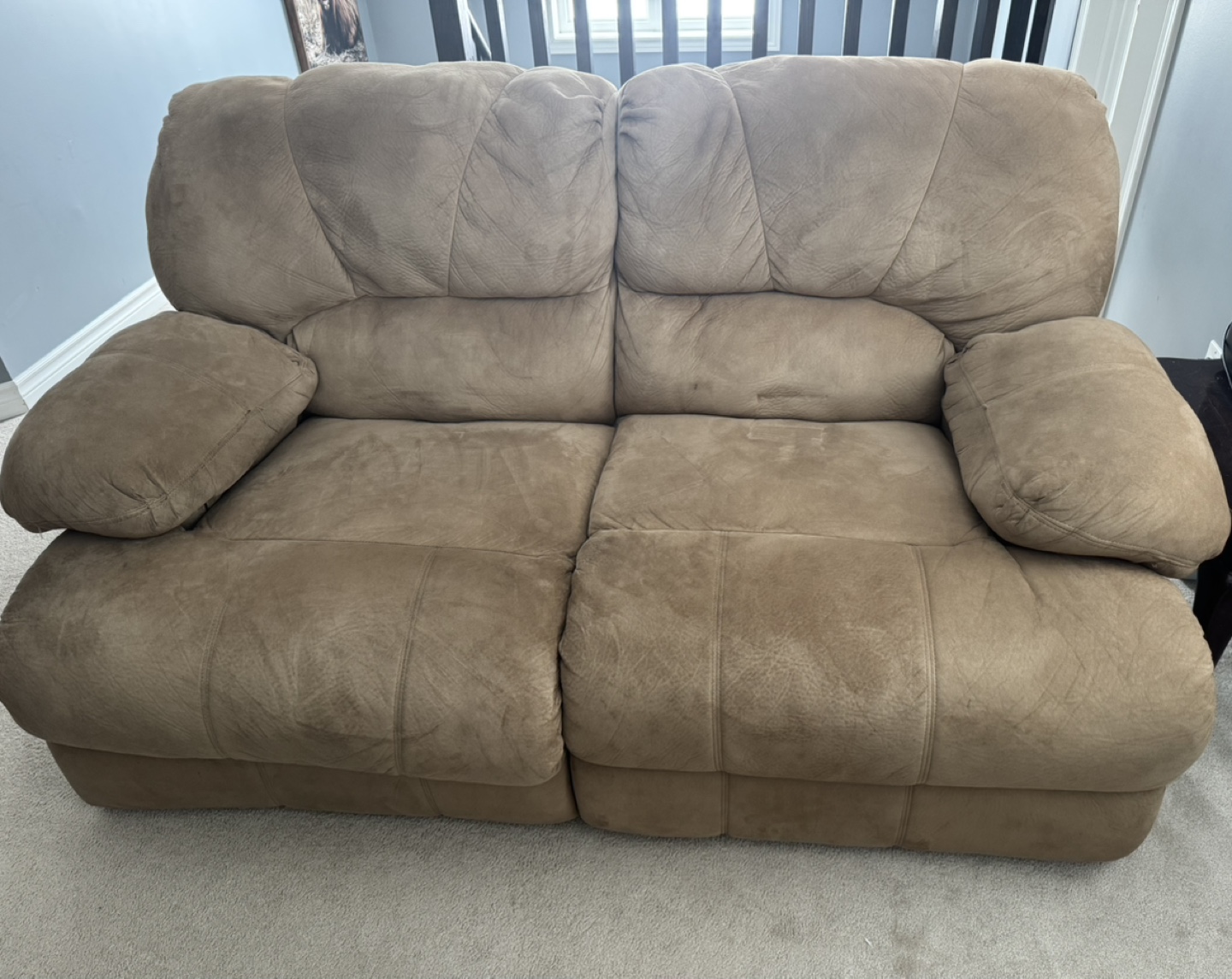 Reclining Loveseat - Tan Microfiber