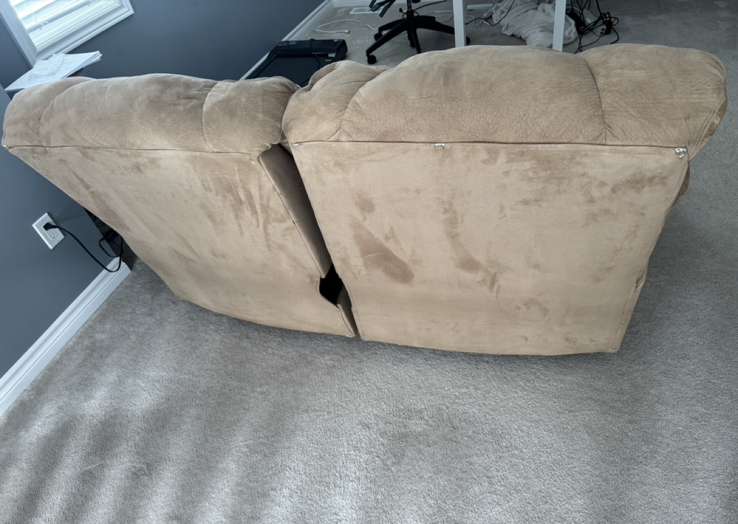 Reclining Loveseat - Tan Microfiber - photo 4