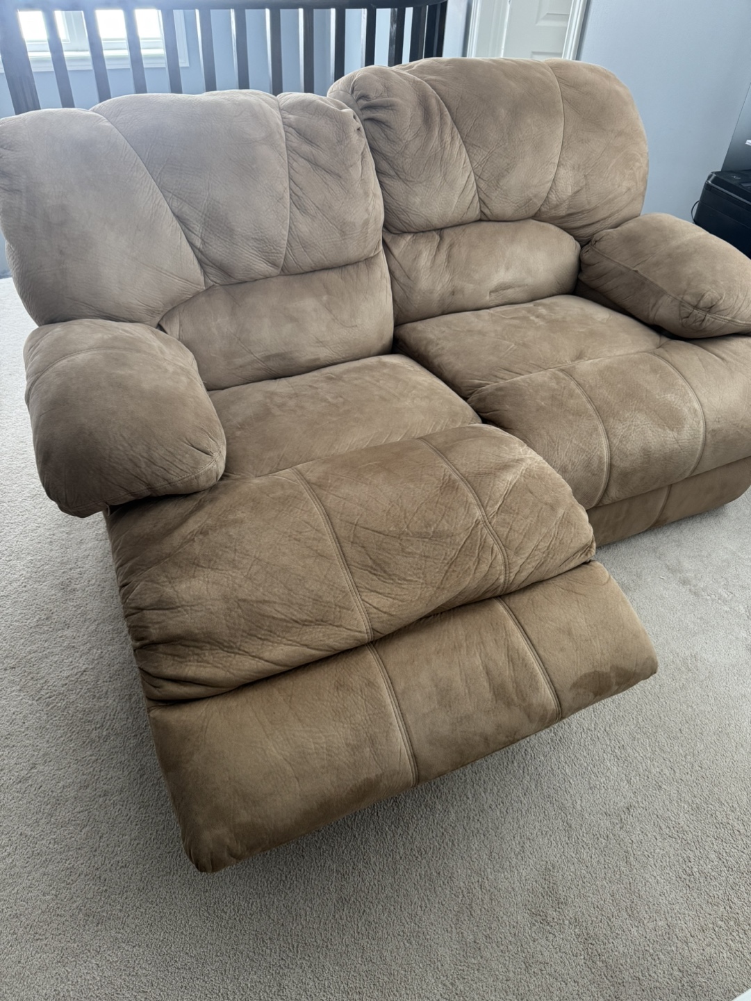 Reclining Loveseat - Tan Microfiber - photo 3