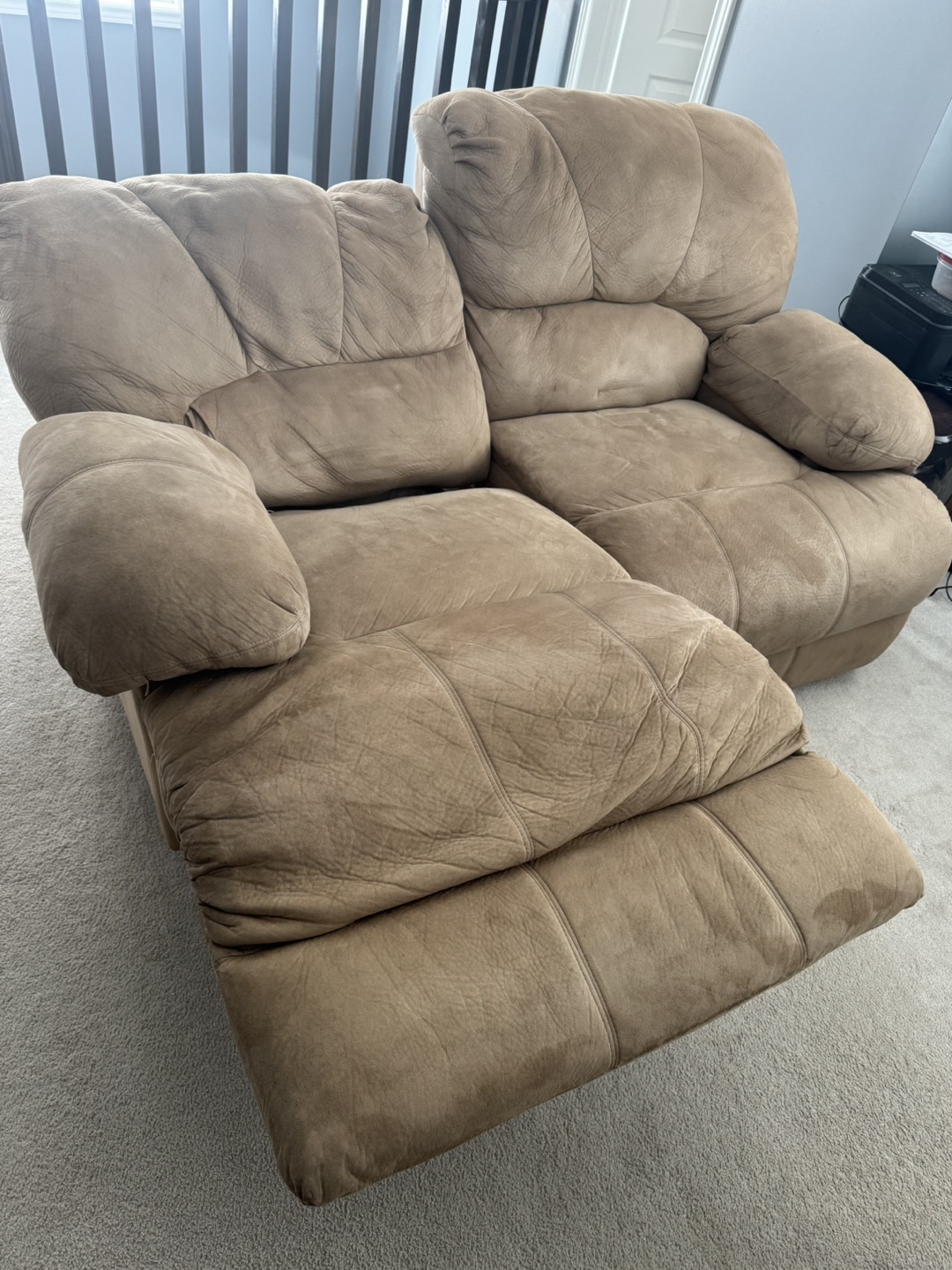 Reclining Loveseat - Tan Microfiber - photo 2