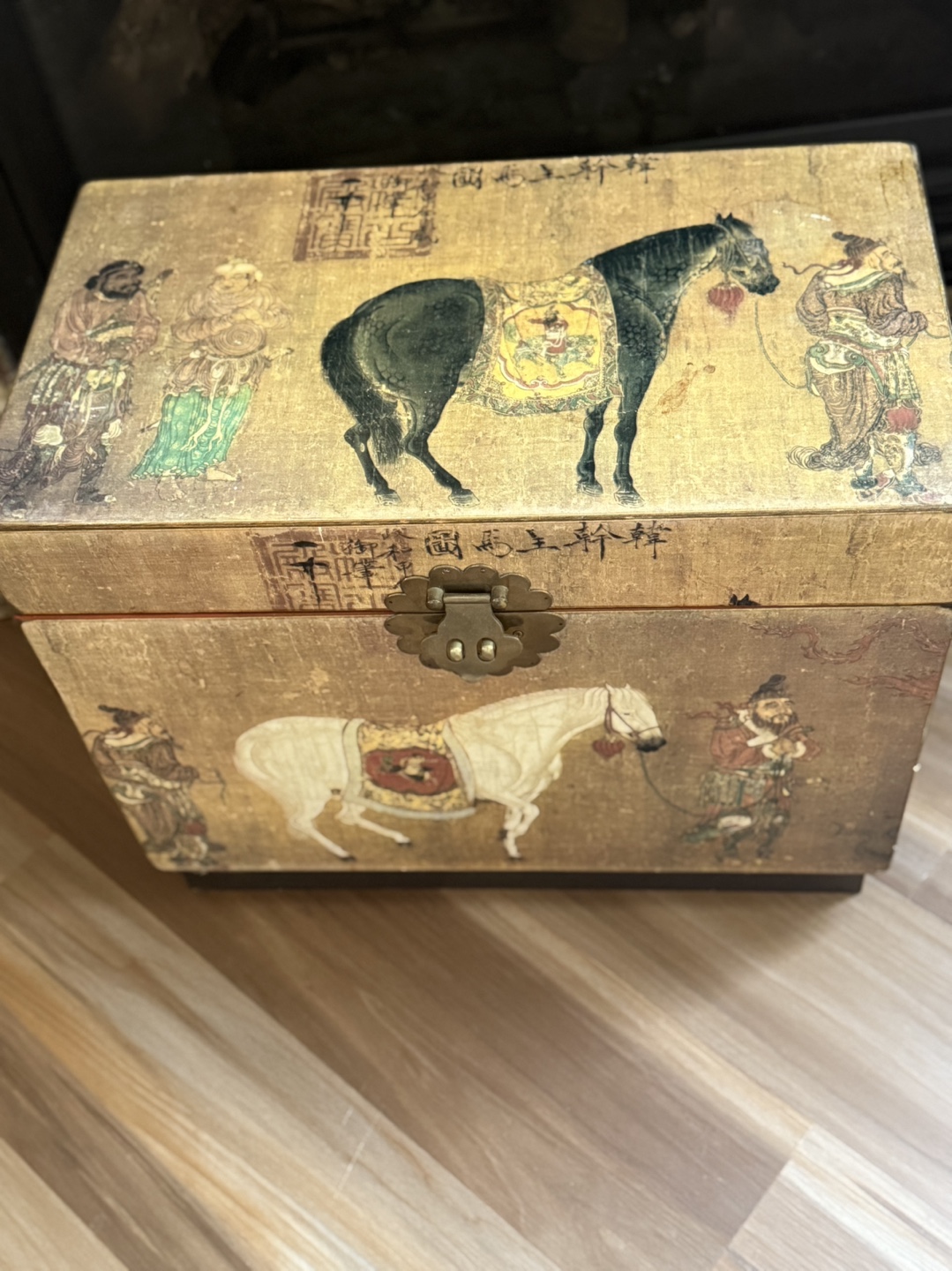 Decorative Storage Chest with Horse Artwork