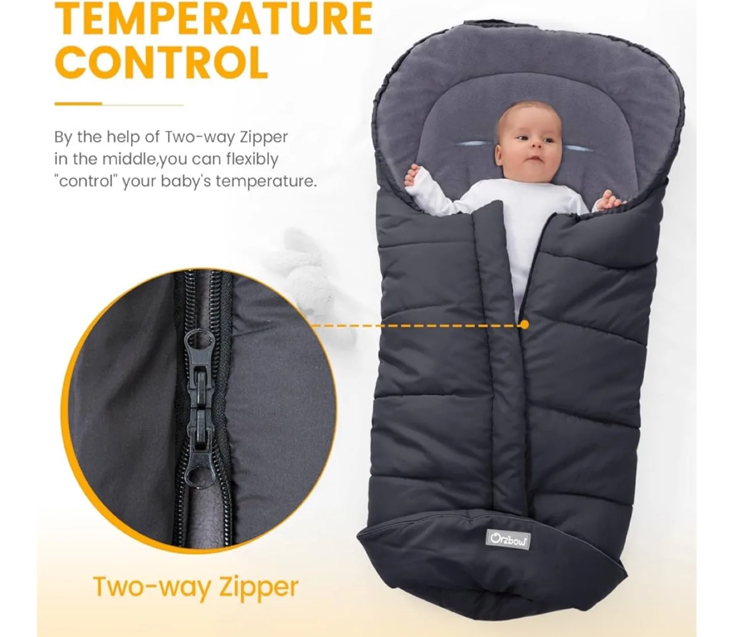 Orzbow Warm Bunting Bag Universal, Stroller Sleeping Bag image indicator(3)