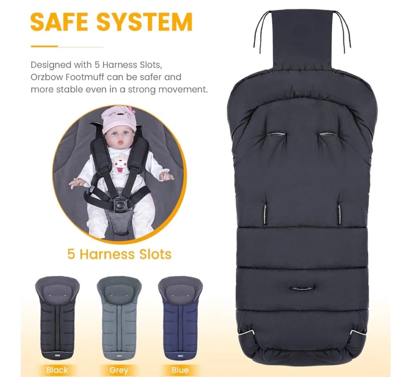 Orzbow Warm Bunting Bag Universal, Stroller Sleeping Bag image indicator(4)