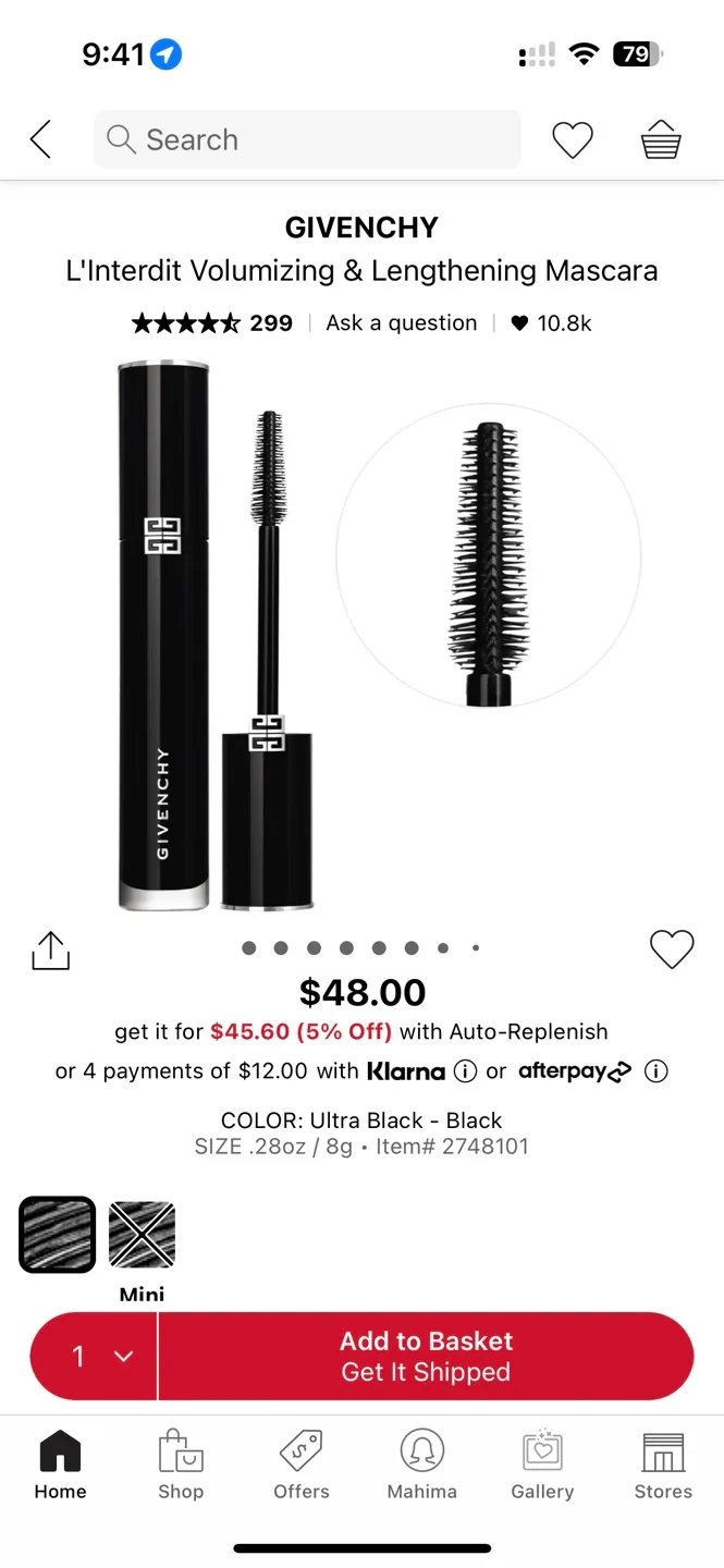 Givenchy L'Interdit Volumizing & Lengthening Mascara Black image indicator(2)