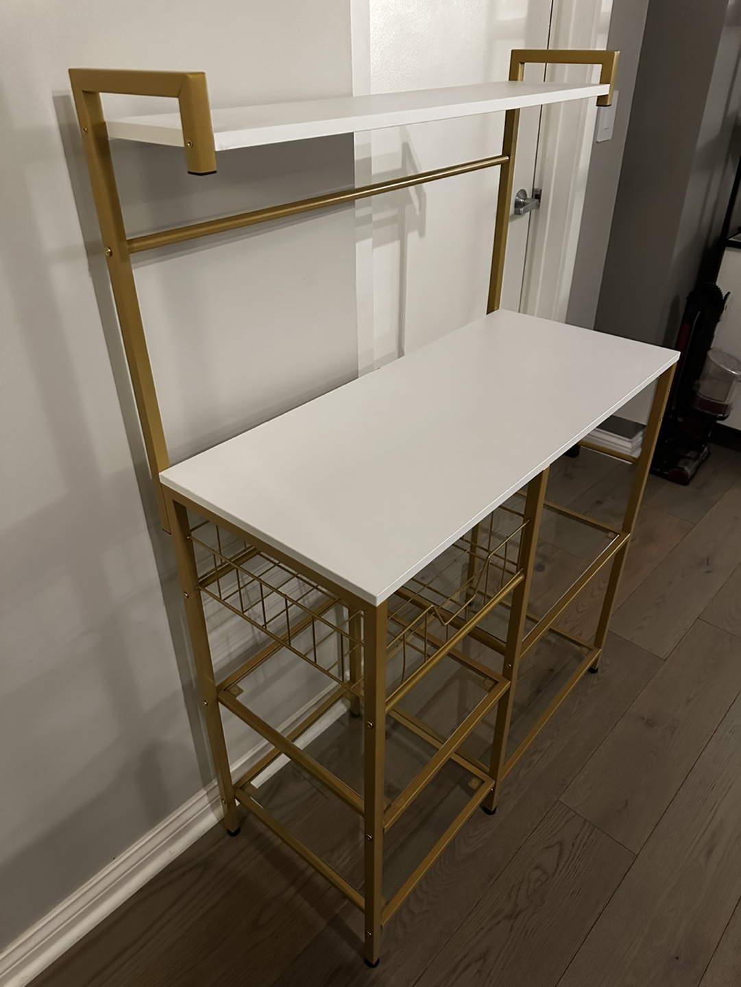 Gold and White Kitchen Baker's Rack with Outlets - photo 3