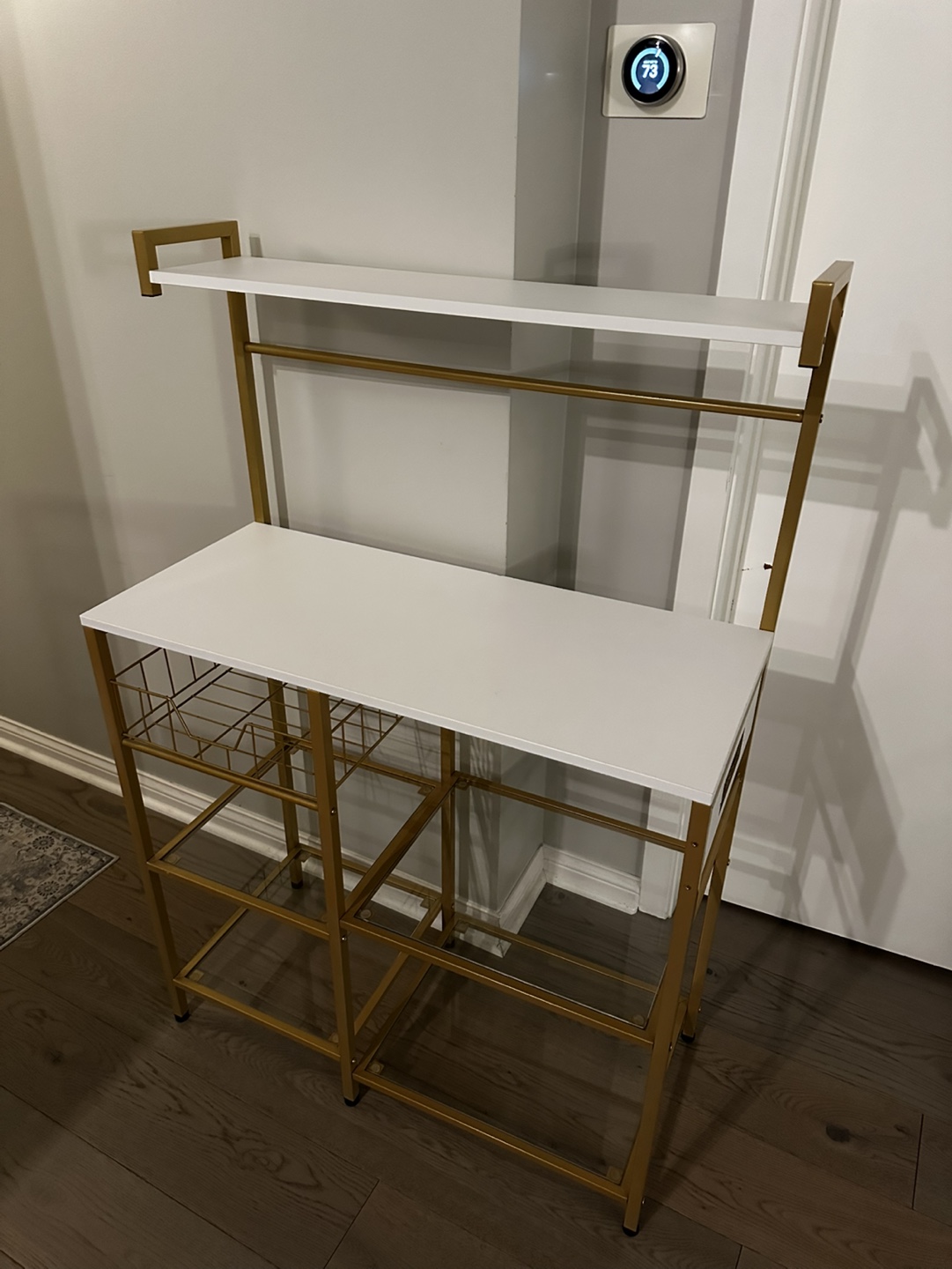 Gold and White Kitchen Baker's Rack with Outlets - photo 2