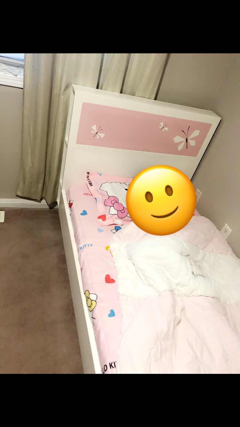 Kids Single Bed Frame with Pink Headboard