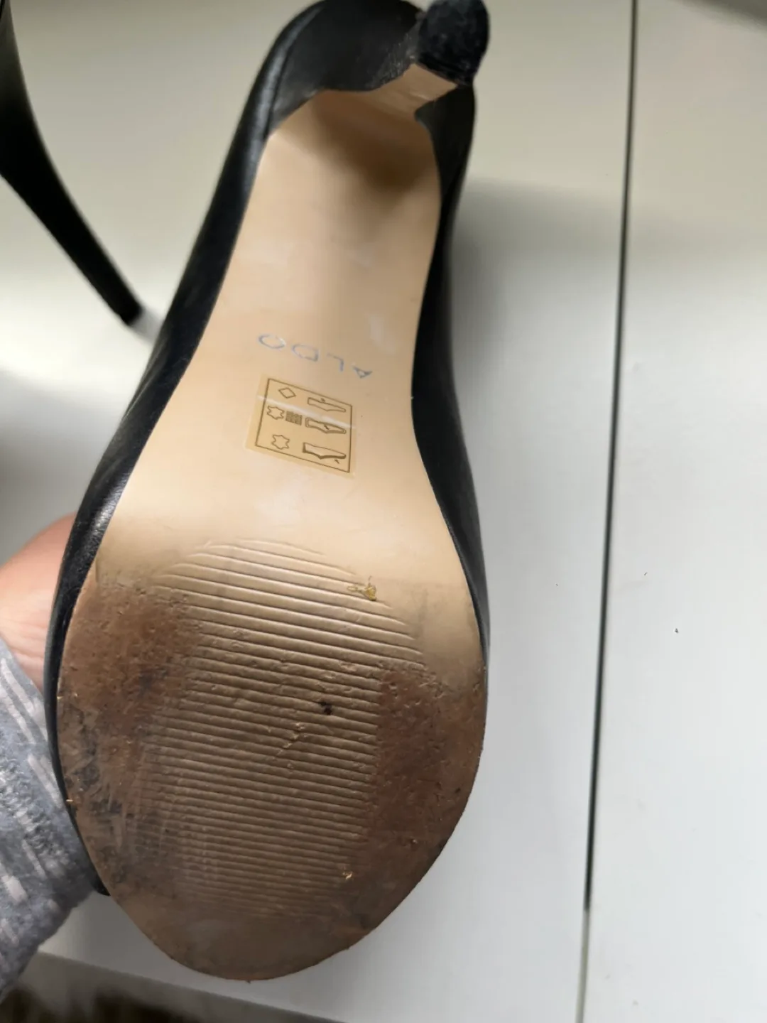 ALDO Black Leather Peep toe boots image indicator(4)