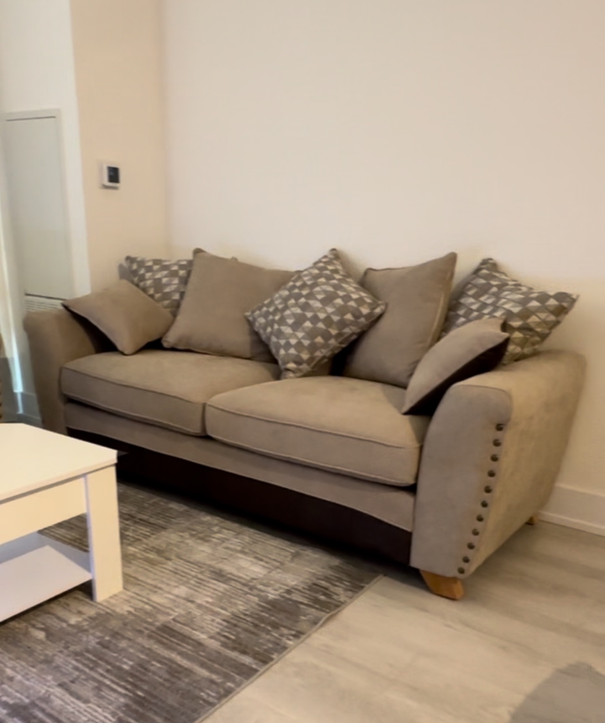 3 Seater Sofa Beige and Brown