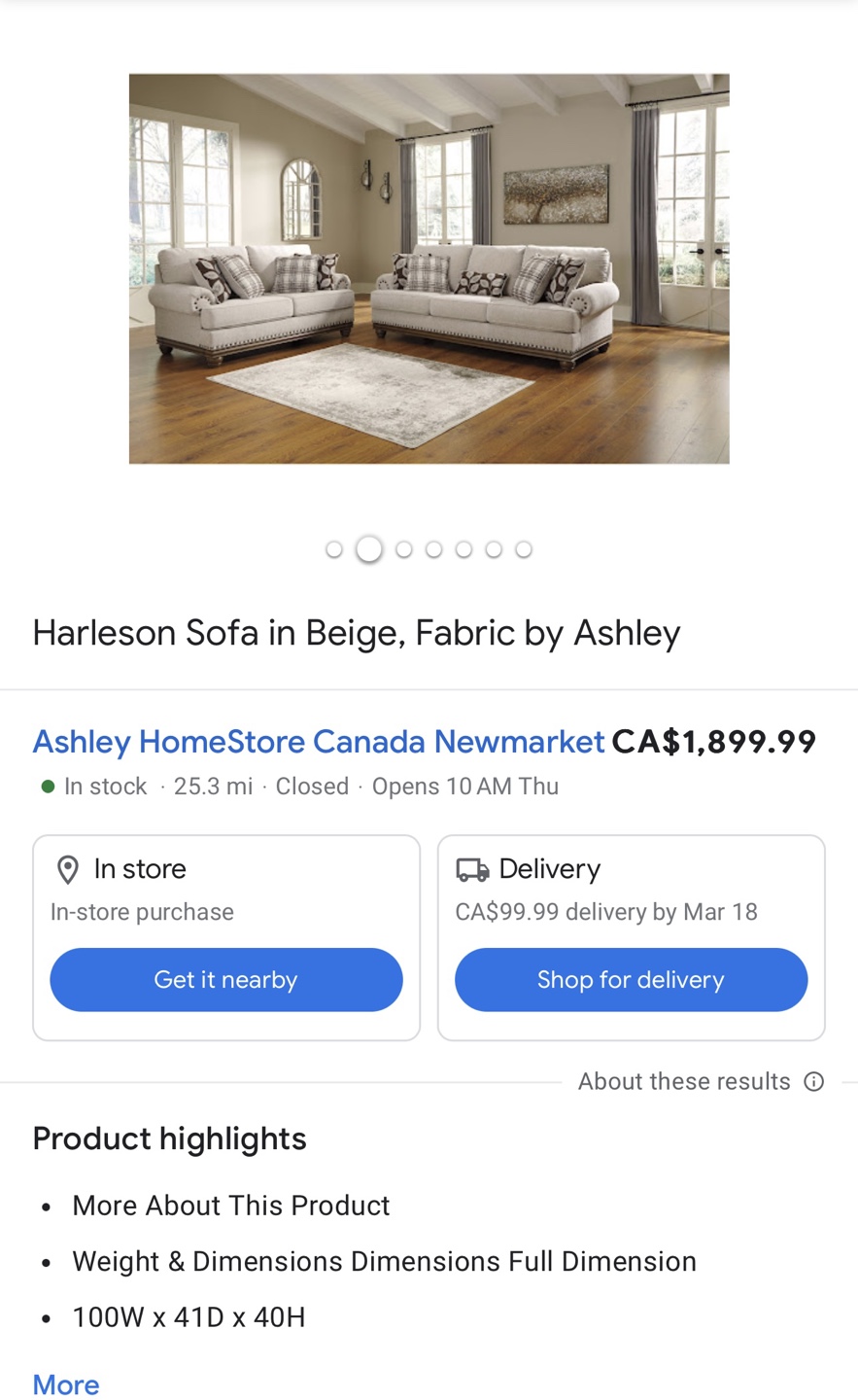 Ashley Harleson Sofa - Beige - photo 2