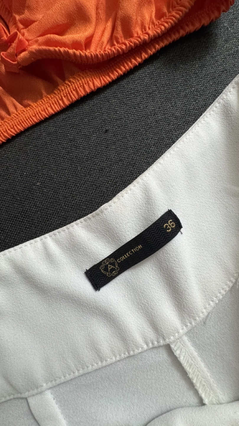 Two-Piece Set - Orange Crop Top & White Wide-Leg Pants - photo 3
