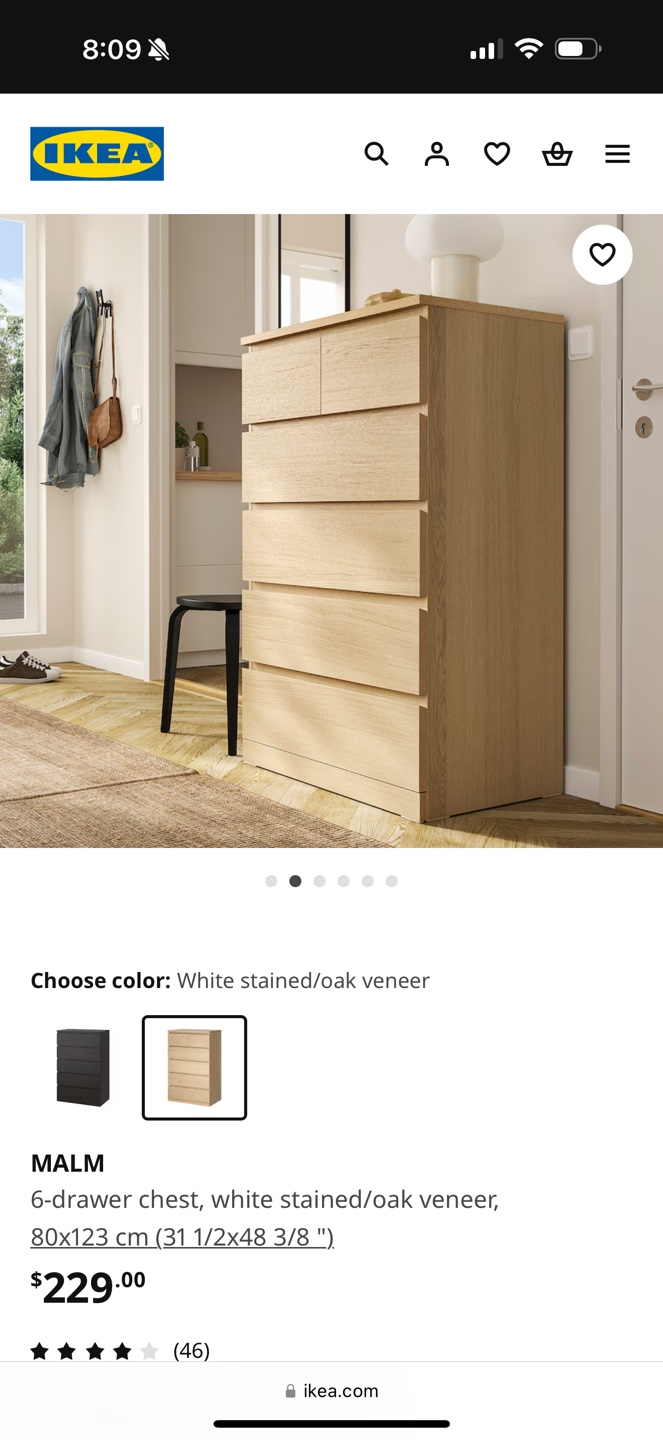 IKEA MALM 6-Drawer Chest - Oak Veneer - photo 2