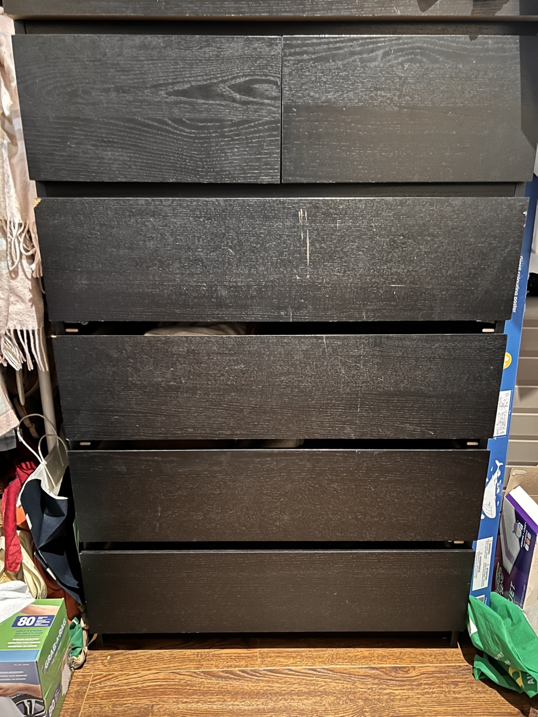 IKEA MALM 5-Drawer Chest - Black-Brown