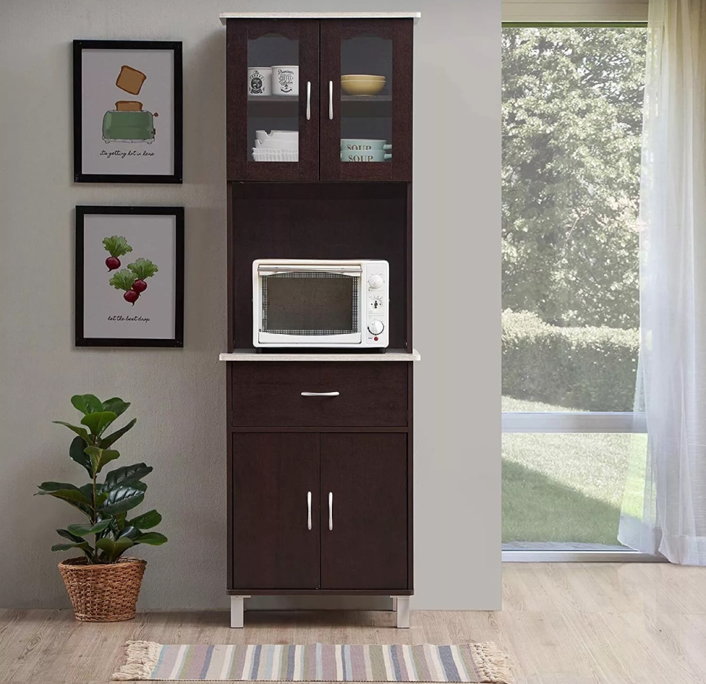 Microwave & Storage Cabinet - Dark Brown - photo 2
