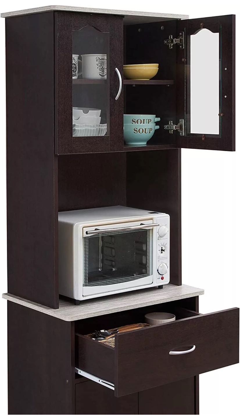 Microwave & Storage Cabinet - Dark Brown - photo 5