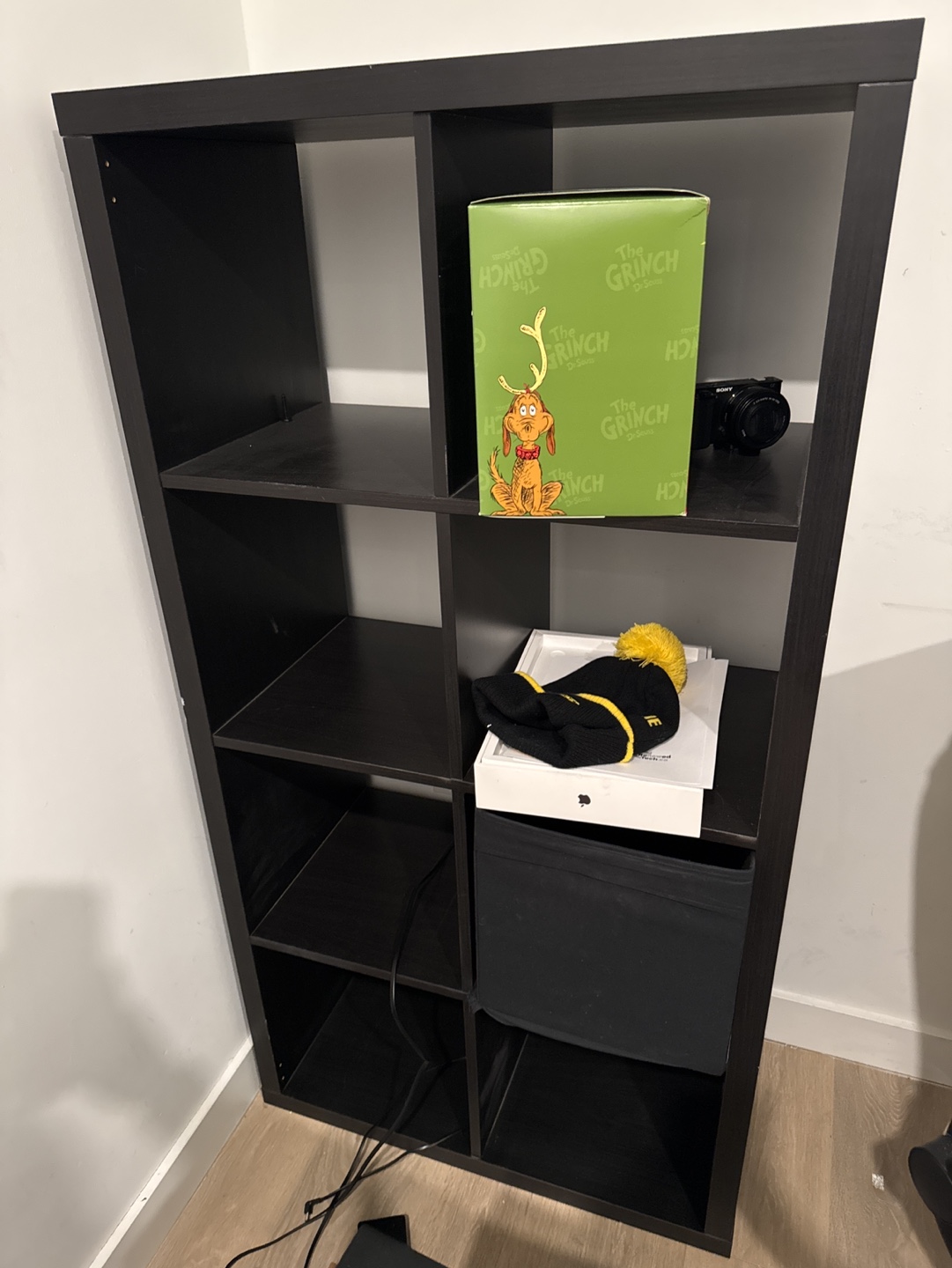 Black Kallax 8-cube shelving unit