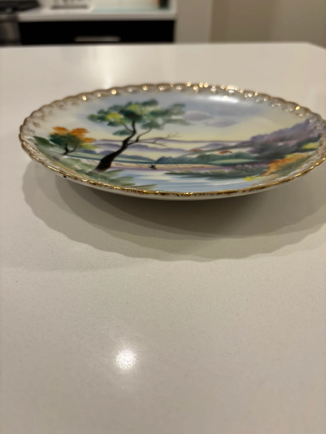 Vintage T. Kita Japenese Vintage Hand-Painted Plate For Sale image indicator(5)