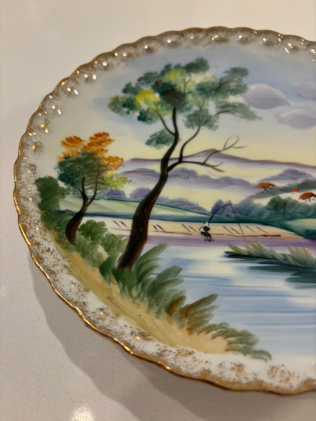 Vintage T. Kita Japenese Vintage Hand-Painted Plate For Sale image indicator(2)