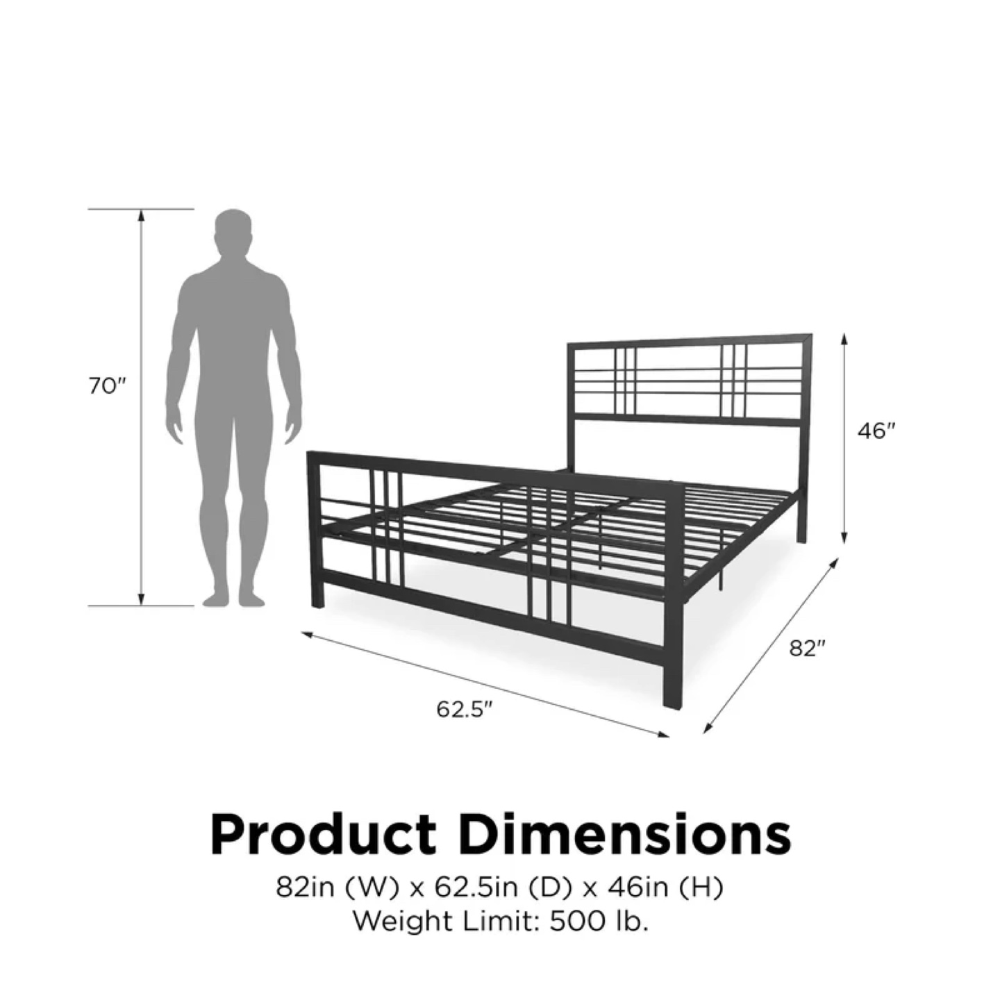 Flovilla Metal Open-Frame Bed (Queen) - photo 3