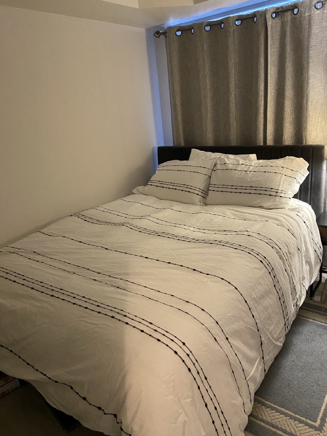 Grey Velvet Queen Headboard and Metal Bed-frame - photo 3