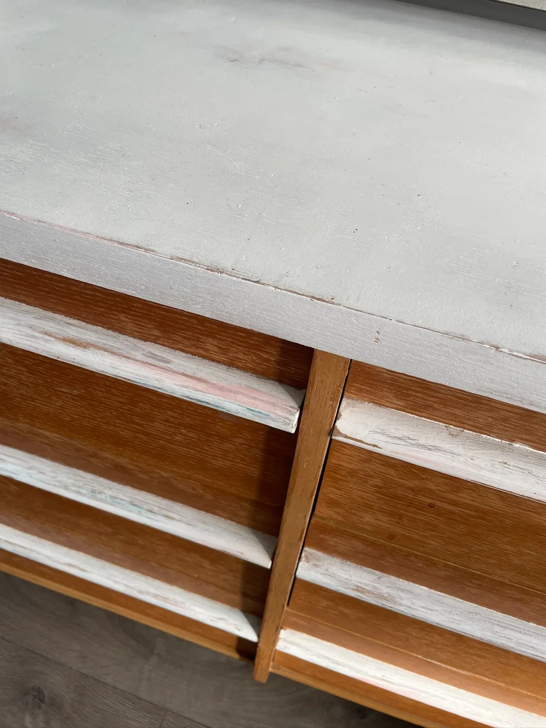 Mid-Century Modern Teak Veneer Dresser with Mirror image indicator(2)