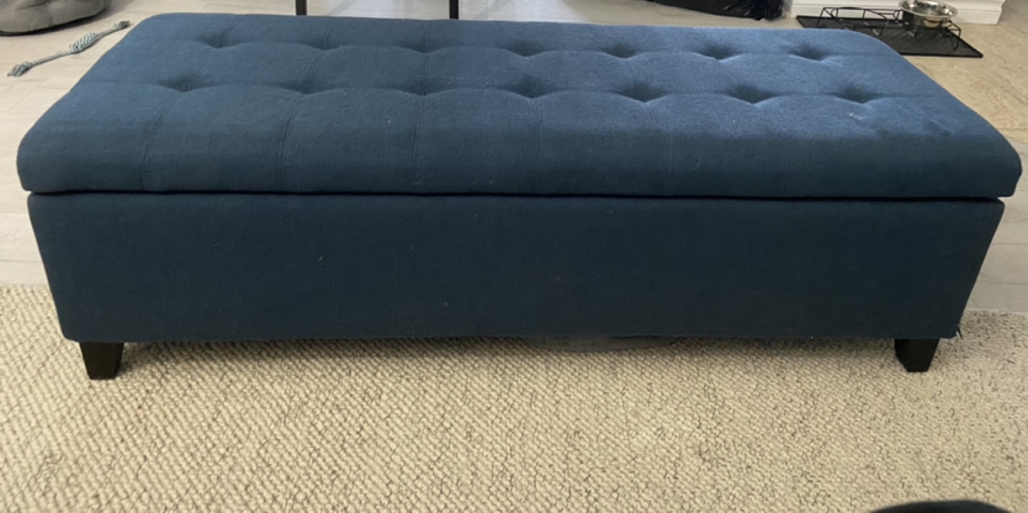 Blue Storage Ottoman Bench - photo 2