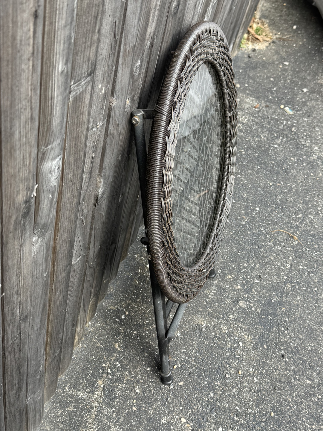 Folding Wicker Patio Table with Glass Top - photo 5