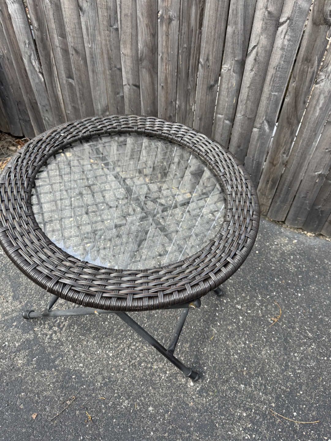 Folding Wicker Patio Table with Glass Top - photo 3