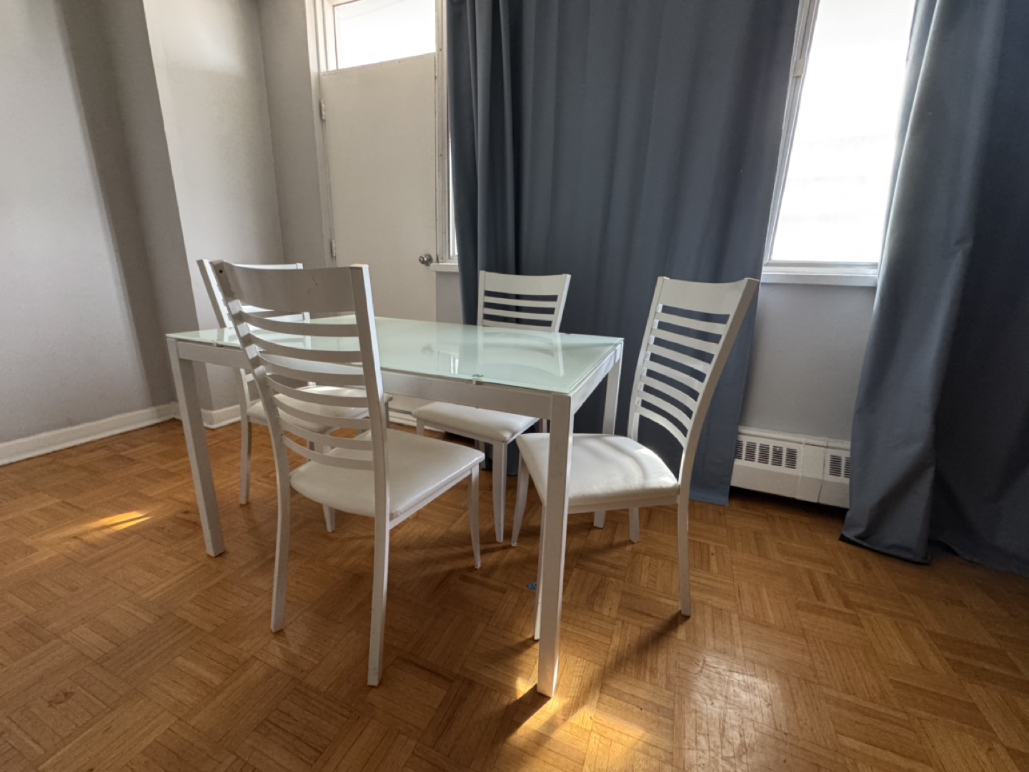 White Glass Dining Table Set with 4 Chairs - photo 2