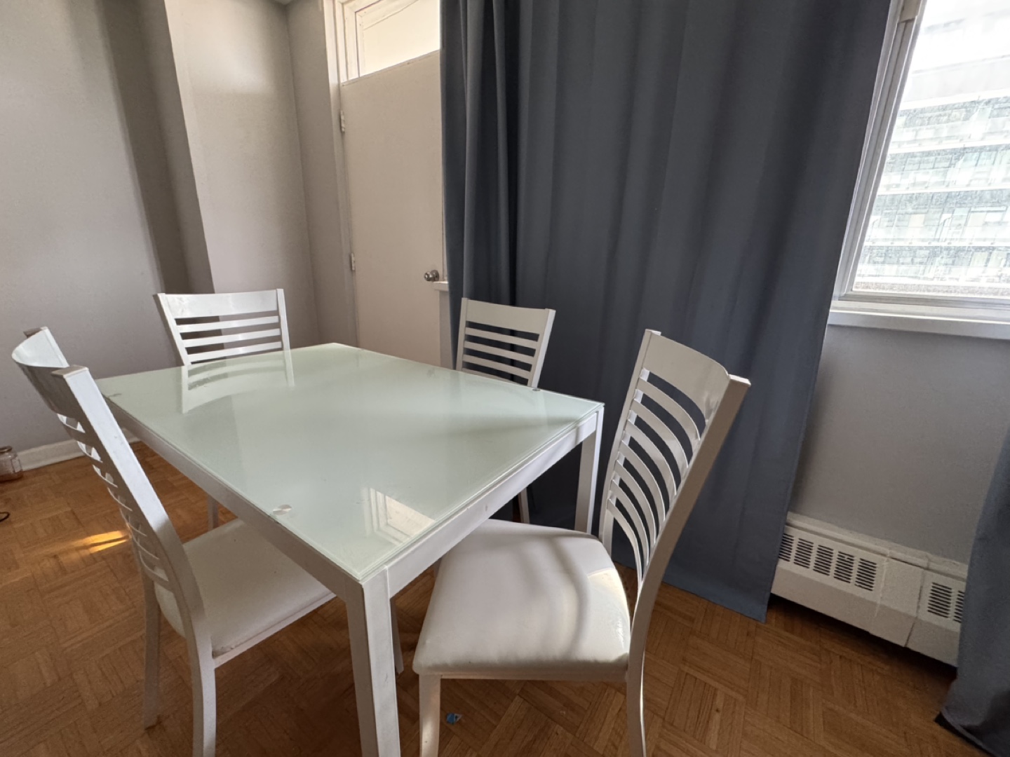 White Glass Dining Table Set with 4 Chairs - photo 3