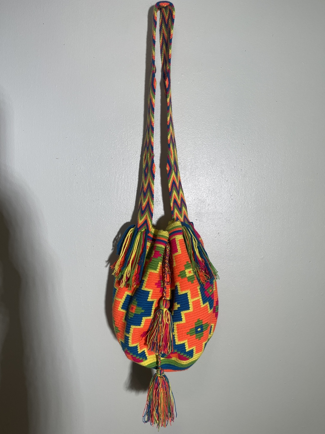 Vibrant Hand-Crocheted Colombian Mochila Bag